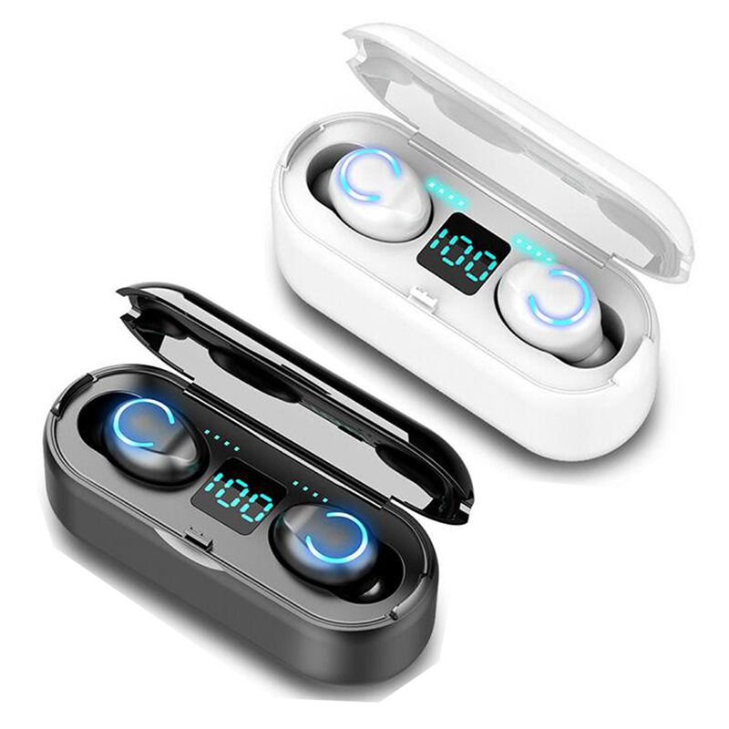 Hot Sales F9 Tws Earbuds Digital Display Touch Wireless Stereo Bluetooth 5.0 Mini Invisible Sports Headphone With charging Case